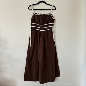 Brown Maxi Dress with White Accents